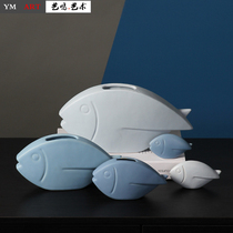 Yiming soft outfit Nordic modern minimalist ceramic fish vase creative ornaments light luxury style storage home decorations