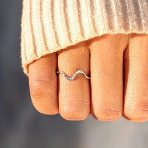 跨境热销s925纯银潮起潮落的极简波浪戒指女时尚水波纹欧美风指环