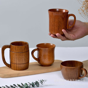 轩露木质大水杯复古创意木杯大容量杯子现货量大优惠
