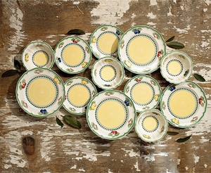 圃梓法式花园陶瓷餐具盘子大盘甜品盘碗咖啡杯碟田园风
