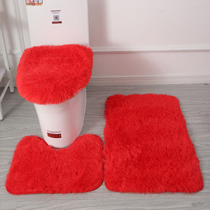 卫生间浴室马桶浴缸北欧风地垫 pvc防滑垫三件套丝毛地毯