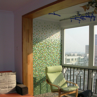 小石头 品牌装修主材 绿色渐变马赛克 卫生间墙贴 阳台装饰瓷砖