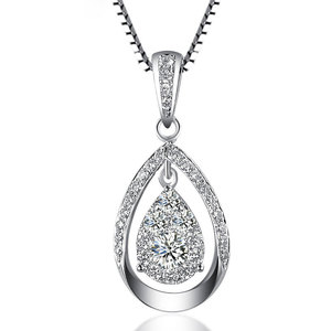hlove/惠爱18k金钻石吊坠 女款 豪华水滴形群镶钻石项链