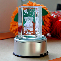 Lettering crystal cartoon bear rotating music box music box creative male to send girls girlfriends Valentines Day Birthday gift