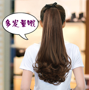 假发马尾 女士长卷发梨花卷马尾 中长发绑带式马尾辫接发片