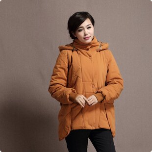 断码处理冬装新款耀阁达芭娜斯琴风格女装加厚中长款连帽外套棉衣