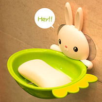 Soap box Suction cup wall-mounted soap box Bathroom toilet rack strong and cute drain creative soap holder