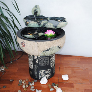 客厅桌面喷泉流水摆件 家居装饰加湿器工艺品 落地水景鱼池加湿器