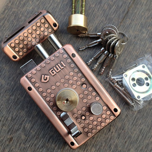 固力9219防盗锁老式外装门锁双保险门锁铁门锁木门锁十字车库门锁