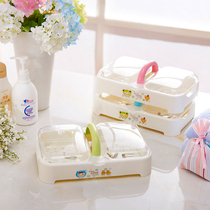 Creative fashion portable soap box with lid two handmade soap box large double drain soap box