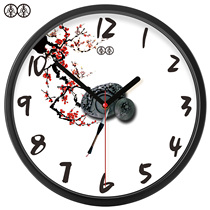 Li Li art wall clock wall watch Ink antique classical Chinese style Chinese style living room creative mute solid wood quartz clock
