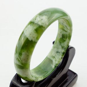 玉都遇 天然蓝田玉姜花玉手镯蛇纹石玉镯子保健女式蓝田玉手镯