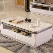 Marble surface coffee table Small apartment living room Stainless steel coffee table Simple storage drawer coffee table TV cabinet
