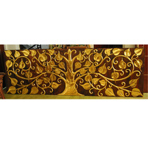 Southeast Asian style wood carving painting gold foil painting Bodhi tree Sanlian Hotel Club hall hanging painting decoration accessories