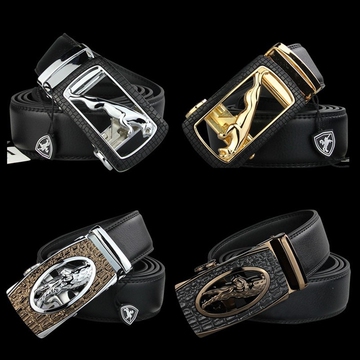 保罗骑士皮带男士真皮自动扣腰带纯牛皮中青年商务休闲裤带潮百搭