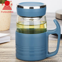 Fulight glass Mens office water cup with handle portable heat-resistant filter tea cup large capacity Cup