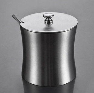 调味罐砂光加厚不锈钢腰型糖盅 味盅配勺子包邮厨房用品调料盒
