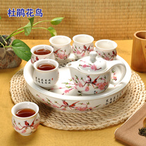 Special set Jingdezhen ceramic double-layer tea set blue and white porcelain tea tea tray kung fu tea cup tea tea pot