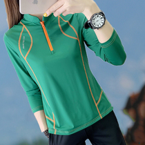 Stand collar Ice Silk outdoor quick-drying clothes womens long sleeves summer thin running hiking sports T-shirt loose and breathable