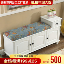 European-style solid wood shoe stool entering the door can sit shoe cabinet porch shoe stool test stool home door storage stool