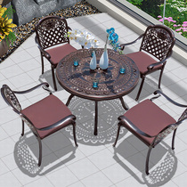 Outdoor Cast Aluminum Outdoor Table And Chairs Patio Garden Terrace Casual Composition Home Iron Art Barbecue Electric Grilled Alloy Table And Chairs