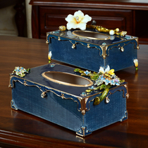 Enamel glass European multifunctional storage tissue box home living room restaurant creative drawing box American light luxury