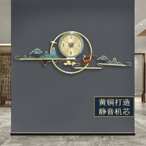 Kaiqin brass enamel wall clock living room home fashion clock modern light luxury living room creative new Chinese clock