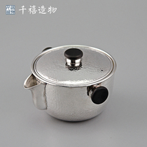 Silver pot Sterling silver 999 brewed tea silver pot pure hand grip lid bowl pot tea taoist home with a small silver pot tea set