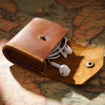 Creative Artisanal Crazy Mapleather Data Line Box Genuine Leather Mini Coin Bag Pure Cow Leather Zero Wallet Containing Bag Retro