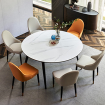 Full solid wood retractable anti-scratch rock board dining table and chair combination modern simple marble folding table variable round table