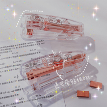 Day Family Ins Wind Transparent Stapler Girl Hearts Cute Hand-held Large Size Bookbinder Student Office Bound