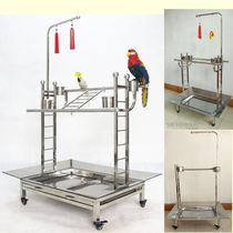 Custom-made large medium and small stainless steel macaw bird stand shelf thickened metal belt toy hook skirt stand rack