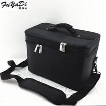 Black cosmetic bag large-capacity portable portable multi-function storage bag embroidery makeup artist professional double-layer makeup box
