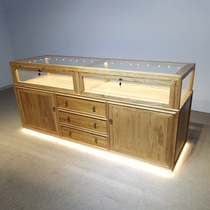 Old Elm jewelry display cabinet first jewelry container retro Wen play Jade display case glass island counter