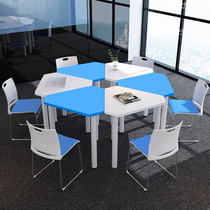 Color Hexagon Reading room table and chair ladder table art table painting table library table and chair wisdom classroom combination