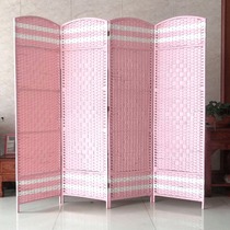 Straw screen partition modern simple living room bedroom shielding home folding screen simple folding mobile solid wood screen