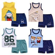 21 years of summer and autumn new childrens vest suit pure cotton new girls  shorts Korean version of the boy sleeveless childrens clothing