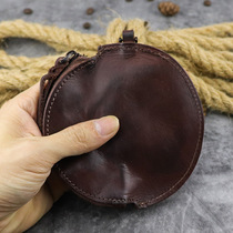 100 lap creative genuine leather zero wallet for old casual portable round pleated bank card coin with zero wallet mini