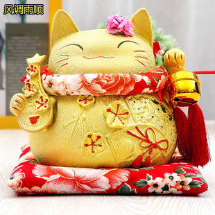 2017款 招财小牛猫摆件商铺开业送礼家居装饰品可爱创意汽车摆件