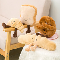 Dog pet cute cute toast bread accompany toy baguette crook bag small feet plush voice toy