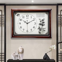 Lulu silent bedroom classical solid wood vintage large living room clock Antique luxury quartz Simple Chinese wall clock