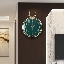 European enamel wall clock home fashion clock metal deer head hanging watch Nordic restaurant creative living room wall watch