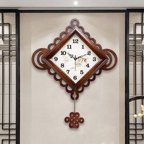 Lulu mute Chinese swing living room big wall clock Solid wood modern Chinese style creative vintage clock Quartz clock