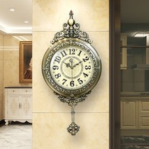 European-style clock wall clock living room luxury creative hanging wall retro fashion clock American home art hanging watch atmosphere