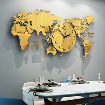 Map clock wall clock living room creative decoration fashion home simple Nordic light luxury modern atmospheric wall clock