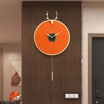 2021 New Nordic simple Net red wall clock modern living room quartz clock home fashion wall light luxury clock