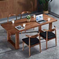 Desk simple modern solid wood staff Table 4 people company card seat home bedroom light luxury iron conference table