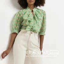 British 07 04 Famous er womens new ruffled print slimming and comfortable all-match shirt