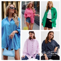 British 07 27 famous NL womens new boyfriend style solid color lazy comfortable all-match shirt