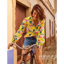 UK 12 29 Great special price BODEN turn-collar printed long sleeves slim 100 lap shirt